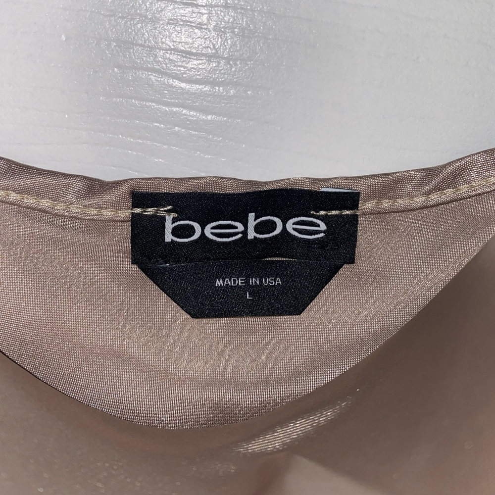 Tan BEBE cowl neck satin midi slip dress - Picture 5 of 5